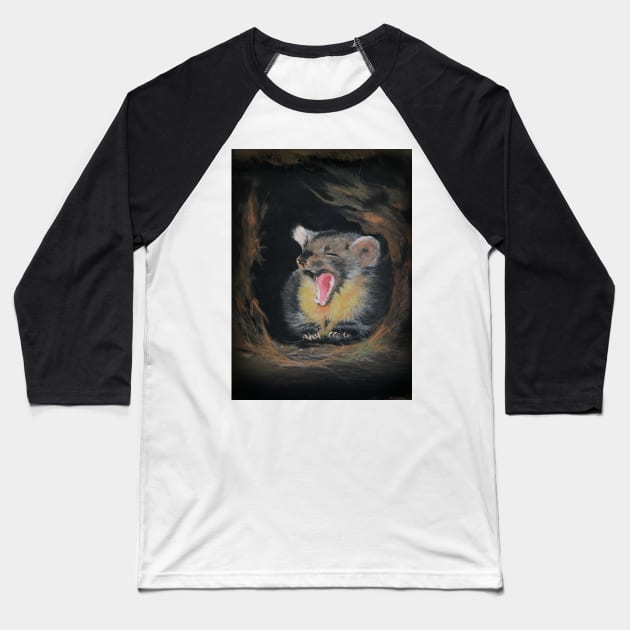 A Very Tired Pine Marten Baseball T-Shirt by AlexaZari